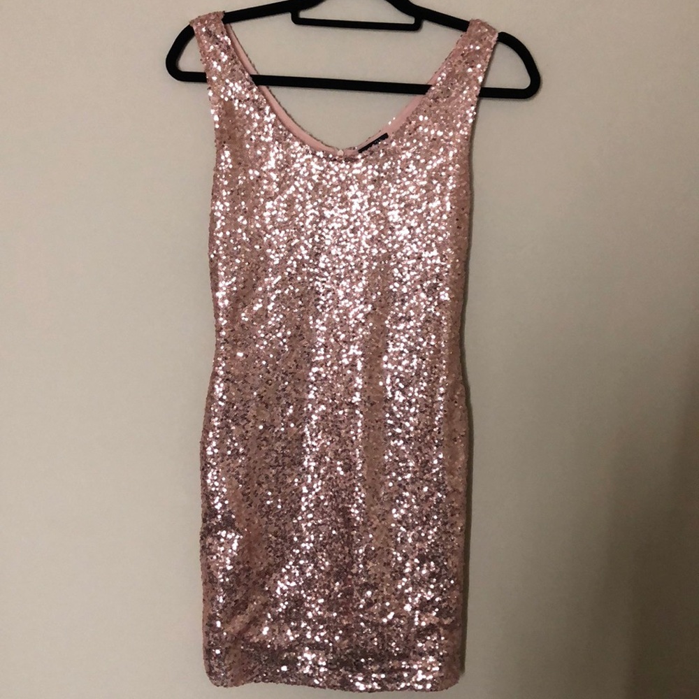 Rose gold sequins dress